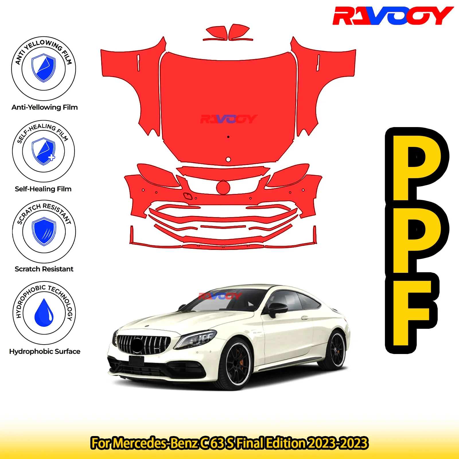 For Mercedes-Benz C 63 S Final Edition 2023-2023 Glossy Matte Black Precut front PPF Kit Paint Protection Film
For Mercedes-Benz C 63 S Final Edition 2023-2023 Glossy Matte Black Precut front PPF Kit Paint Protection Film