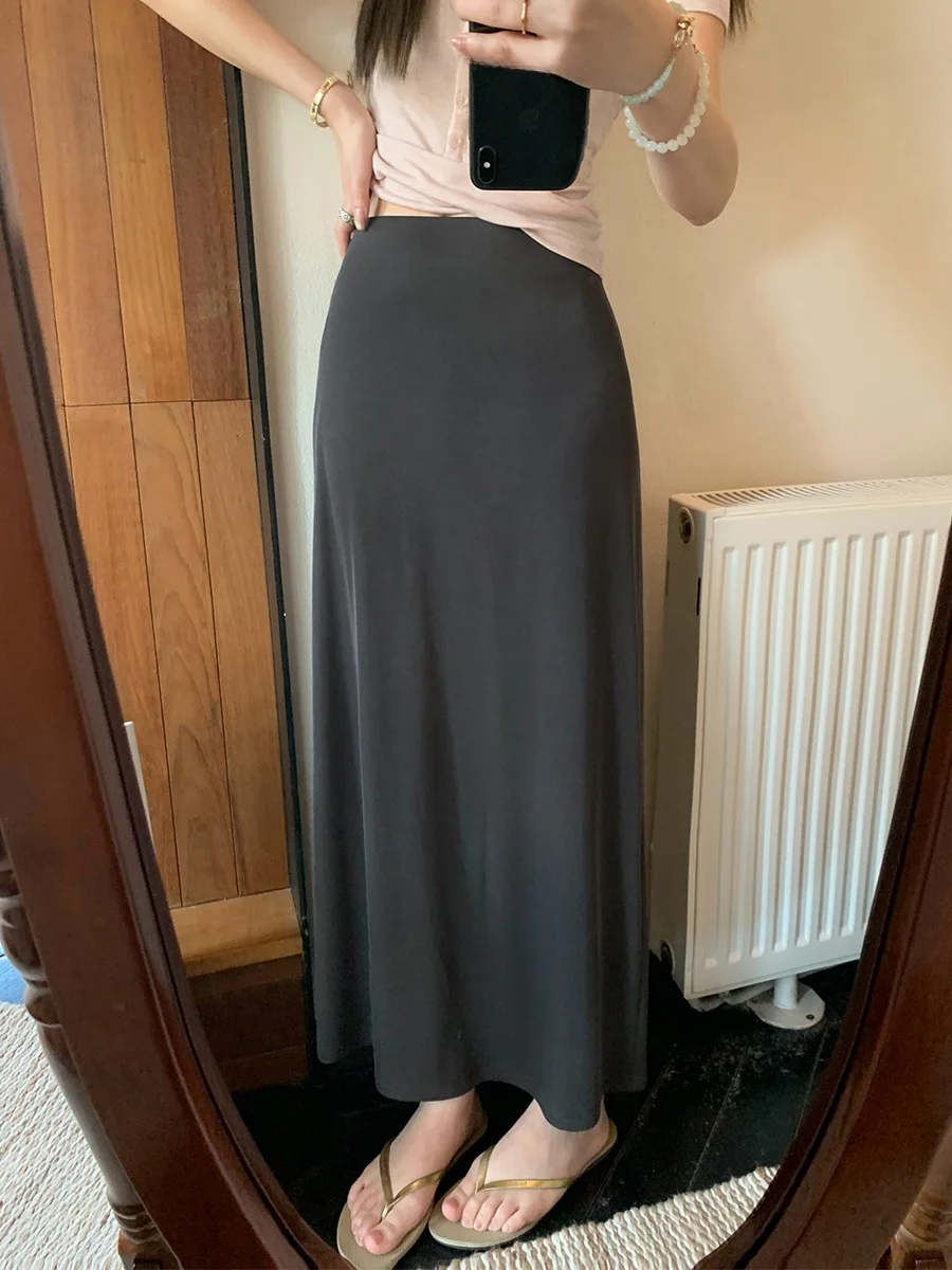 MUKOK High Elasticity Soft Grey Knitted Long Skirt Women's Thin Spring Summer Slimming Drapey Half-length Skirt Casual Style
MUKOK High Elasticity Soft Grey Knitted Long Skirt Women's Thin Spring Summer Slimming Drapey Half-length Skirt Casual Style