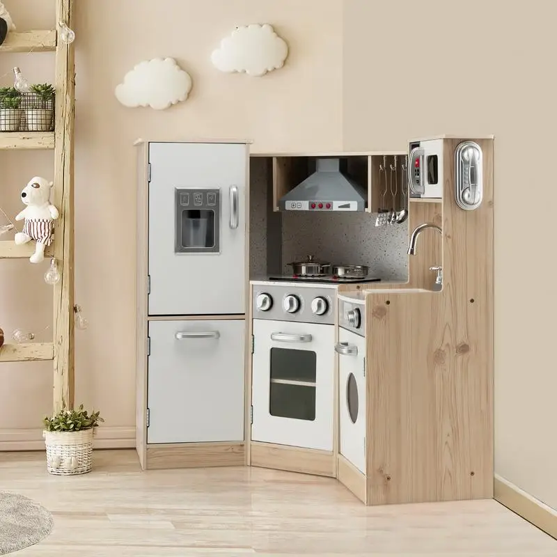 Kids Corner Wooden Kitchen Playset with Cookware Accessories
Kids Corner Wooden Kitchen Playset with Cookware Accessories