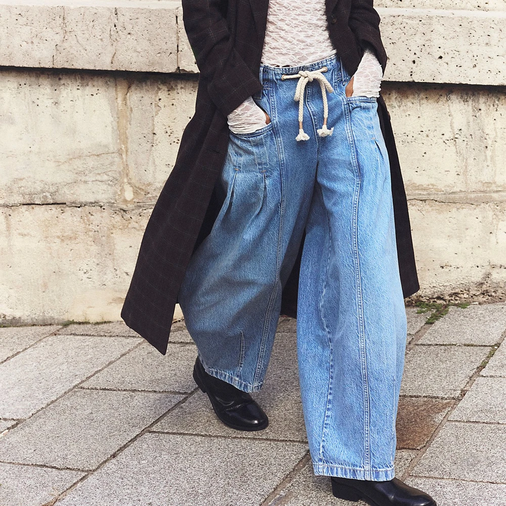 Casual Slouchy Pants Cotton Denim lBaggy Jeans Women Vintage Loose Drawstring Elastic Waist Boho Beach Spring Autumn Trousers 
Casual Slouchy Pants Cotton Denim lBaggy Jeans Women Vintage Loose Drawstring Elastic Waist Boho Beach Spring Autumn Trousers