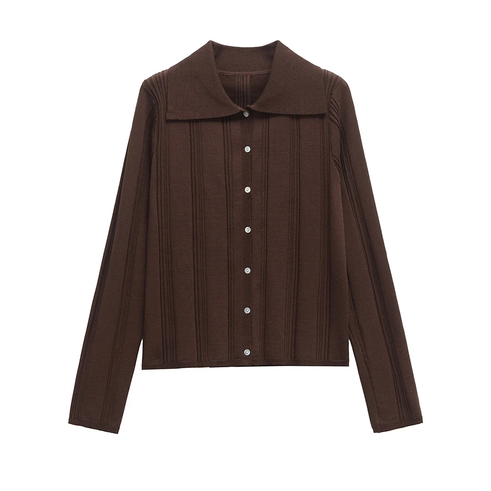 2025 new women's clothing European and American fashion ribbed single breasted knitted polo shirt style long sleeved jacket
2025 new women's clothing European and American fashion ribbed single breasted knitted polo shirt style long sleeved jacket