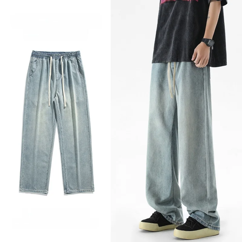 American Sle Men's Casual Loose Fit Straight Leg Jeans Dstring Waist Cotton Polyester Blend Summer New Arrival
American Sle Men's Casual Loose Fit Straight Leg Jeans Dstring Waist Cotton Polyester Blend Summer New Arrival