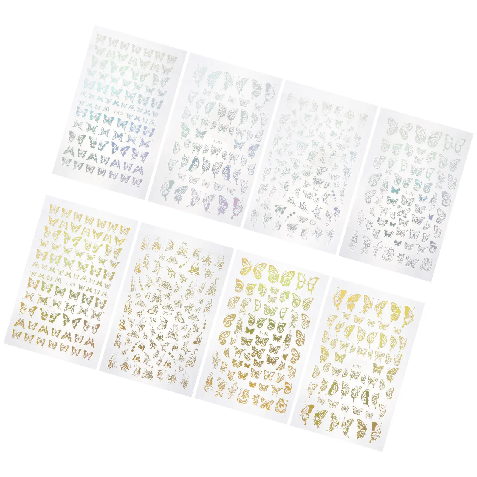8 Sheets Butterfly Nail Stickers Easy Apply DIY Art Wraps Decals Bronzing Manicure Accessories Nail Salon Home Use Glamorous
8 Sheets Butterfly Nail Stickers Easy Apply DIY Art Wraps Decals Bronzing Manicure Accessories Nail Salon Home Use Glamorous