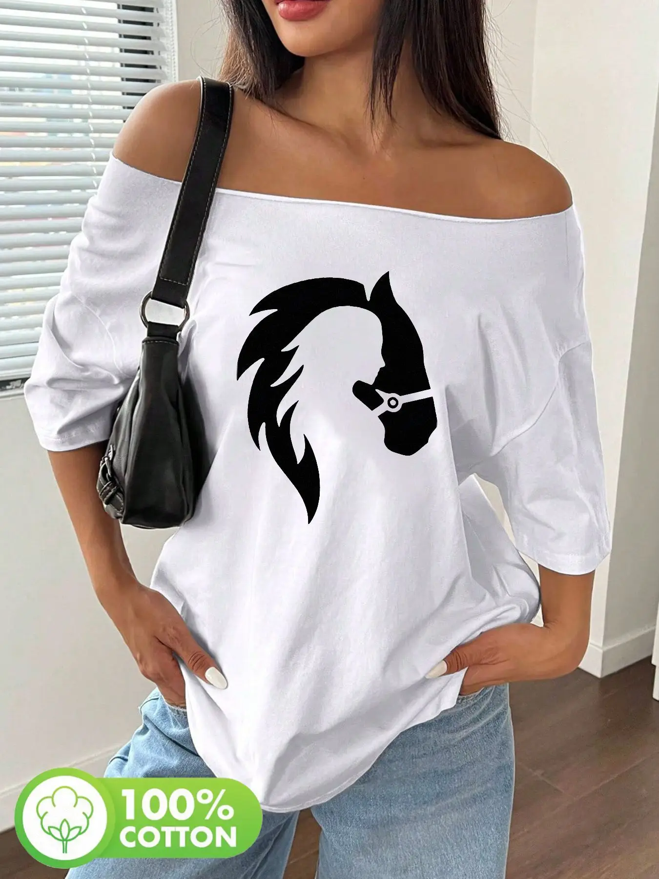 Plus Size Wild Horse Silhouette Graphic Tee 100% Cotton Shoulder Loose Print T-Shirt Oversized Y2K Style Graphic Tees Women T
Plus Size Wild Horse Silhouette Graphic Tee 100% Cotton Shoulder Loose Print T-Shirt Oversized Y2K Style Graphic Tees Women T