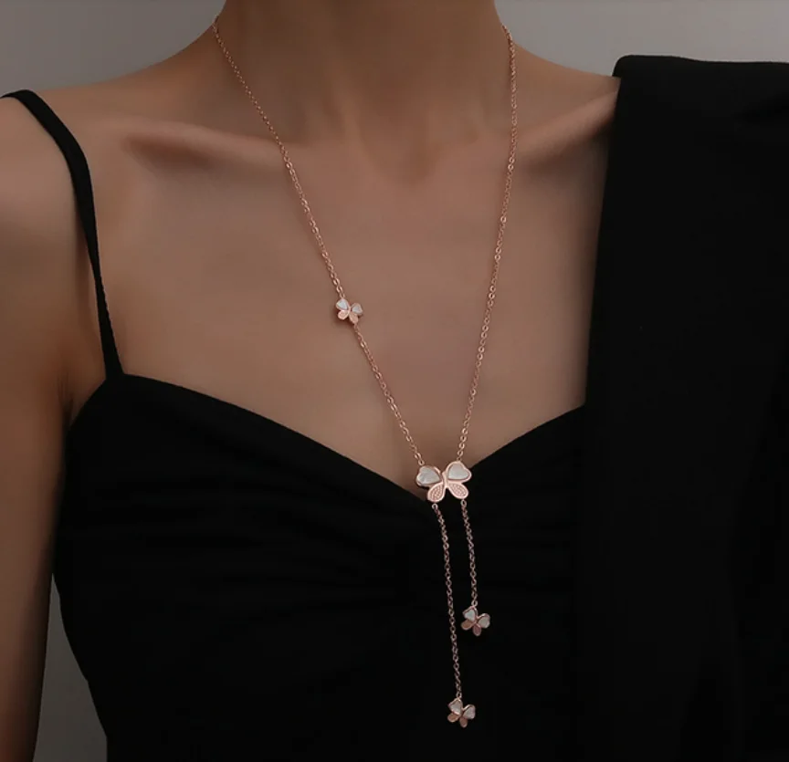 Simple tassel Shell Butterfly Pendant Chain titanium steel necklaces for women 2023 fashion jewelry
Simple tassel Shell Butterfly Pendant Chain titanium steel necklaces for women 2023 fashion jewelry