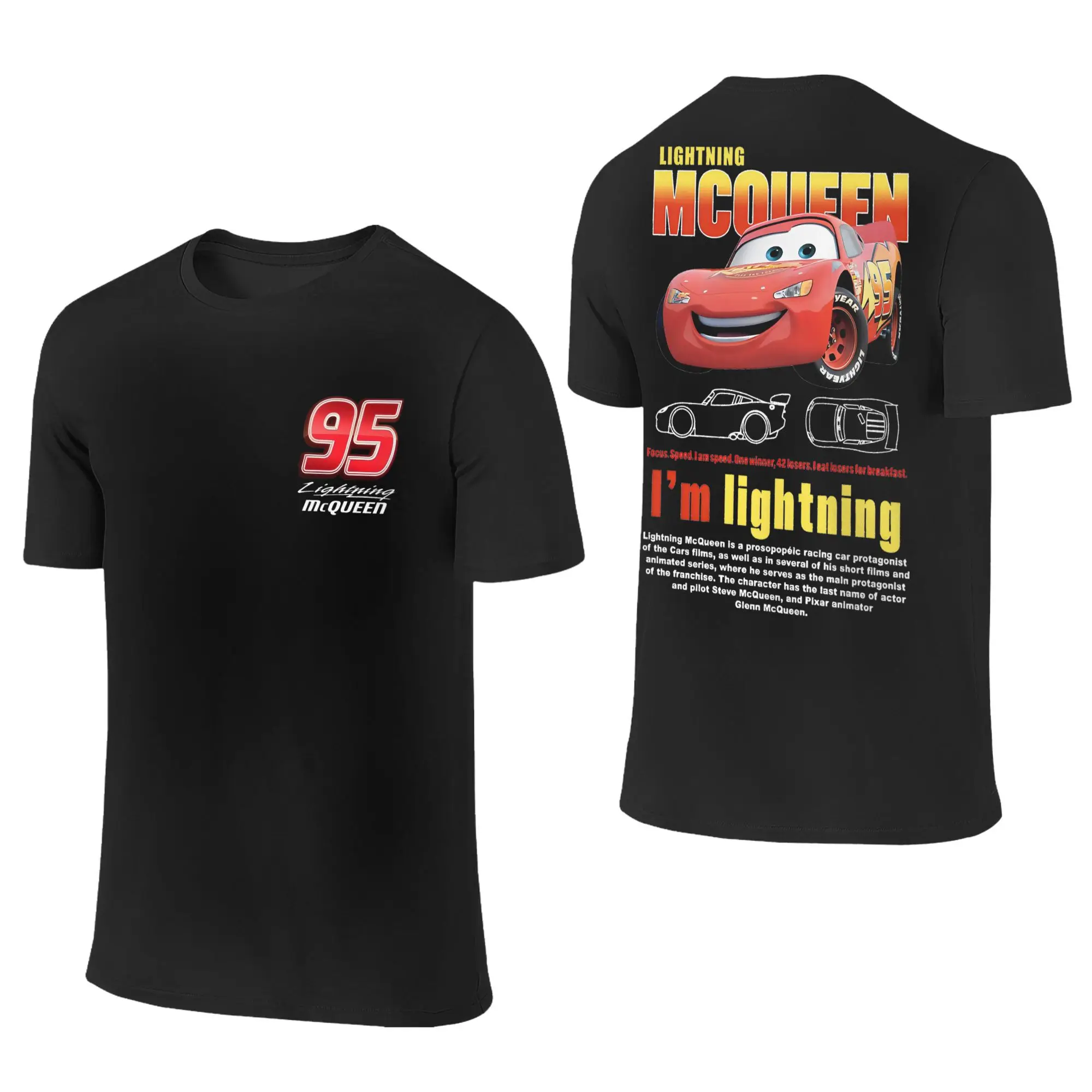 Мужская и женская футболка с изображением автомобиля Lightning Mcqueen номер 95, модные футболки из 100% хлопка с короткими рукавами, футболка с круглым вырезом, одежда в подарок
Мужская и женская футболка с изображением автомобиля Lightning Mcqueen номер 95, модные футболки из 100% хлопка с короткими рукавами, футболка с круглым вырезом, одежда в подарок