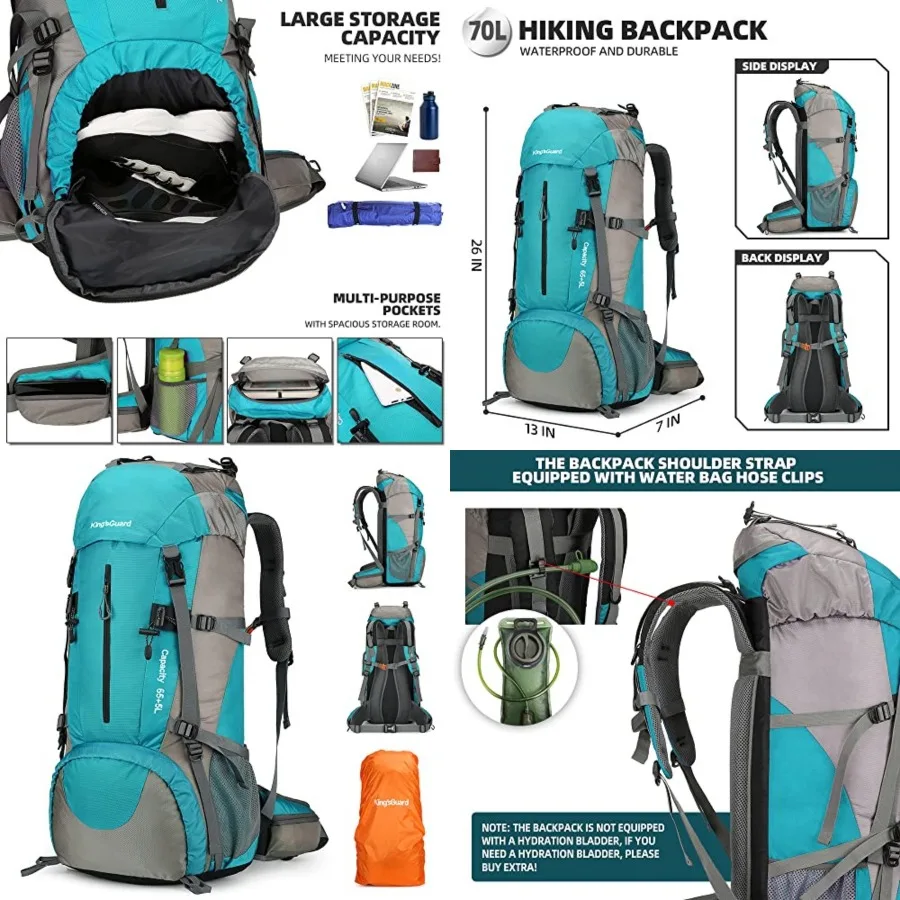 70L Hiking Backpack with Rain Cover Lightweight Waterproof Travel Camping Backpack Large Backpacking Pack
70L Hiking Backpack with Rain Cover Lightweight Waterproof Travel Camping Backpack Large Backpacking Pack