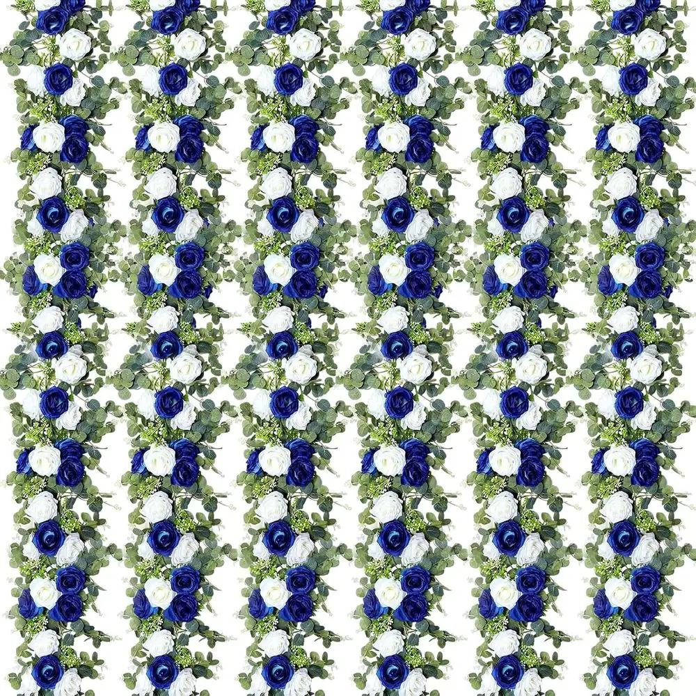 6pcs Set of 4 Artificial Eucalyptus Garlands with Flowers, Ideal for Weddings, Parties, and Decorative Backdrops (Blue & White)
6pcs Set of 4 Artificial Eucalyptus Garlands with Flowers, Ideal for Weddings, Parties, and Decorative Backdrops (Blue & White)