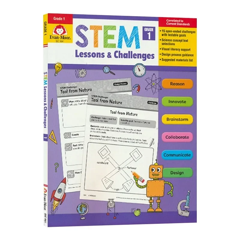 Evan-Moor Stem Lessons and Challenges, Grade 1 Workbook,aged 5 6 7 8, English book 9781629388618
Evan-Moor Stem Lessons and Challenges, Grade 1 Workbook,aged 5 6 7 8, English book 9781629388618
