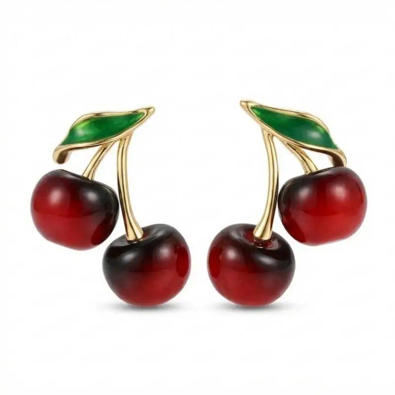 MURMUR Vintage Red Cherry Stud Earrings Enamel Fruit Leaf Gold Tone Cute Jewelry
MURMUR Vintage Red Cherry Stud Earrings Enamel Fruit Leaf Gold Tone Cute Jewelry