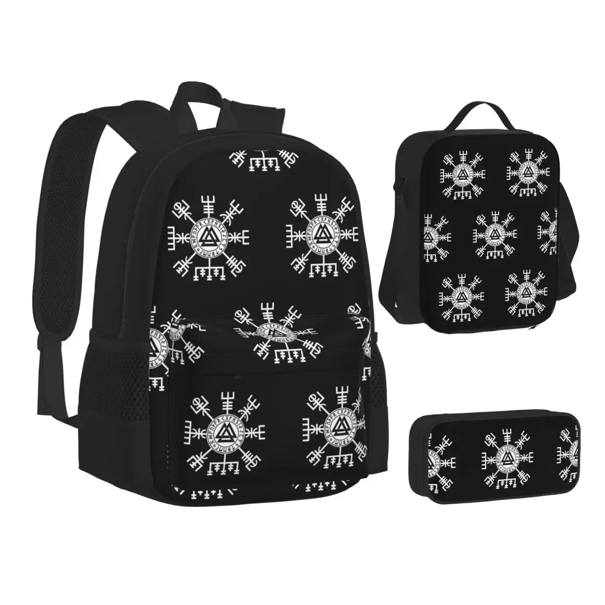 Viking Compass Vegvisir Valknut Symbol Runes VikingBackpacksStudents School Bags Kids Rucksack Lunch Bag Pen Bag Three-Piece Set
Viking Compass Vegvisir Valknut Symbol Runes VikingBackpacksStudents School Bags Kids Rucksack Lunch Bag Pen Bag Three-Piece Set