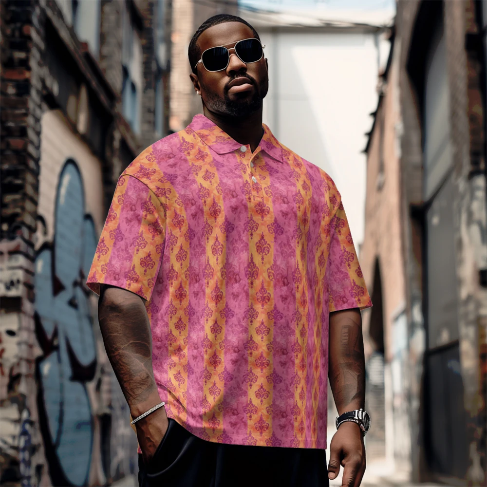 Large men's summer short sleeved lapel Two-color floral print button t-shirt Daily casual button polo shirt
Large men's summer short sleeved lapel Two-color floral print button t-shirt Daily casual button polo shirt