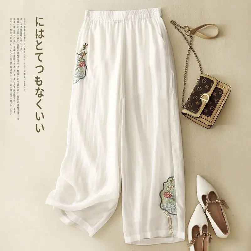 Retro Artistic Summer Wide Leg Pants Women Elastic High Waist Cotton and Linen Casual Pants Loose Straight Women's Pants A347
Retro Artistic Summer Wide Leg Pants Women Elastic High Waist Cotton and Linen Casual Pants Loose Straight Women's Pants A347
