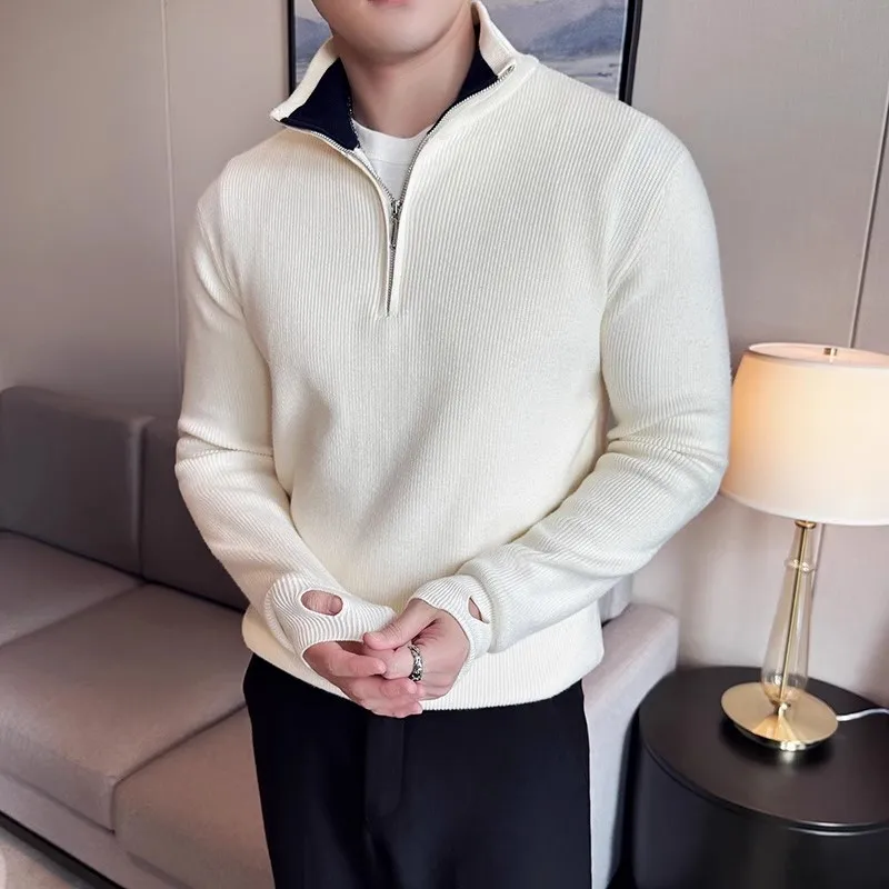 Autumn Winter Half Zipper Knit Pullovers Men High Quality Slim Fit Sweaters Solid Color Fashion Knitted Casual Pullover Sweater
Autumn Winter Half Zipper Knit Pullovers Men High Quality Slim Fit Sweaters Solid Color Fashion Knitted Casual Pullover Sweater