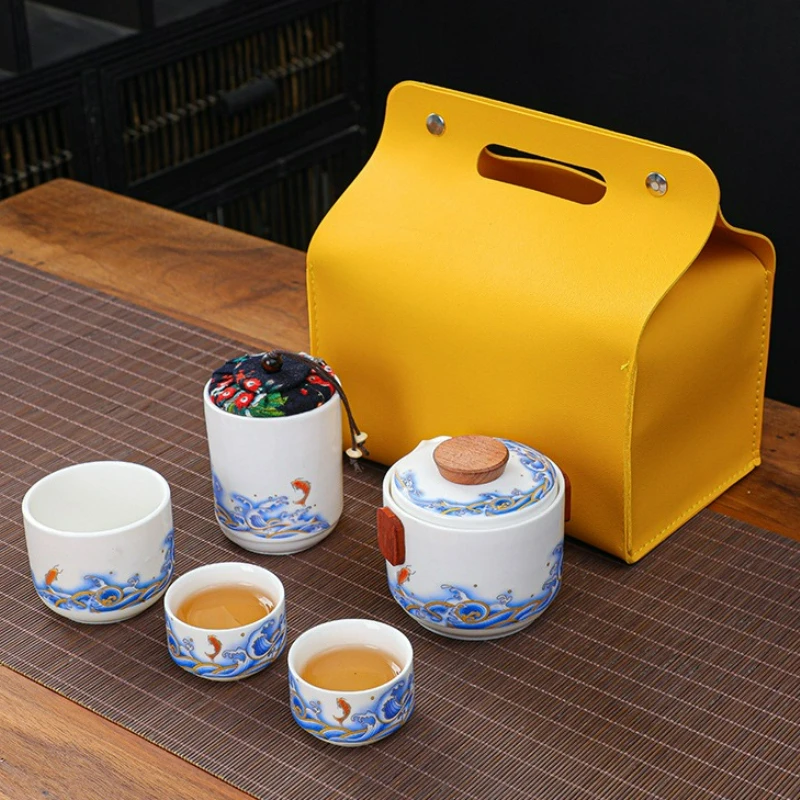 Ceramic Travel Portable Tea Set Chinese Kung Fu Outdoor Camping Travel Tea Set Ceramic Teacup Teapot Business with Gift Box New
Ceramic Travel Portable Tea Set Chinese Kung Fu Outdoor Camping Travel Tea Set Ceramic Teacup Teapot Business with Gift Box New
