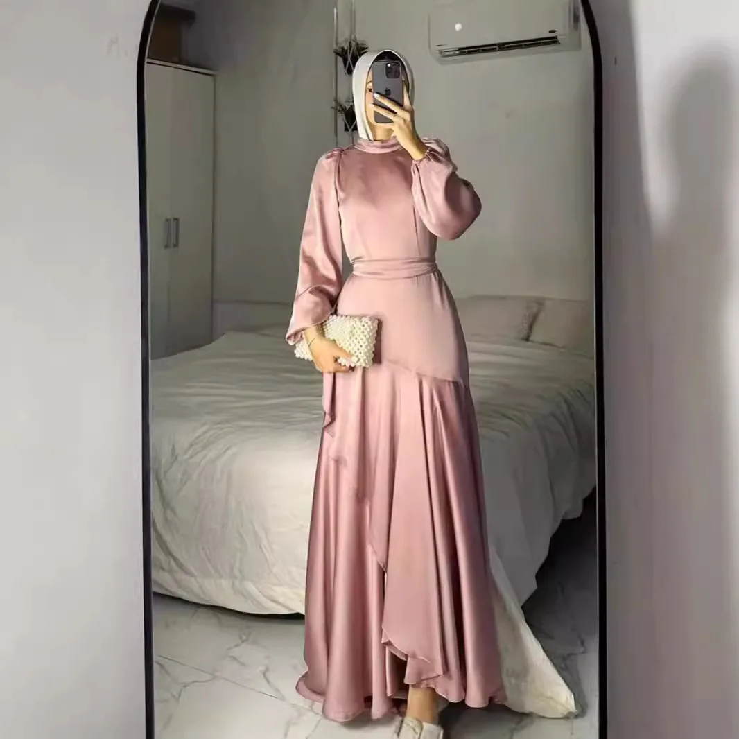 Latest Muslim Dress Wholesale Eid Dubai Modest Muslim High Waist Elegant Ruffle Long Maxi Dress Satin Muslim Women Abaya Dress
Latest Muslim Dress Wholesale Eid Dubai Modest Muslim High Waist Elegant Ruffle Long Maxi Dress Satin Muslim Women Abaya Dress