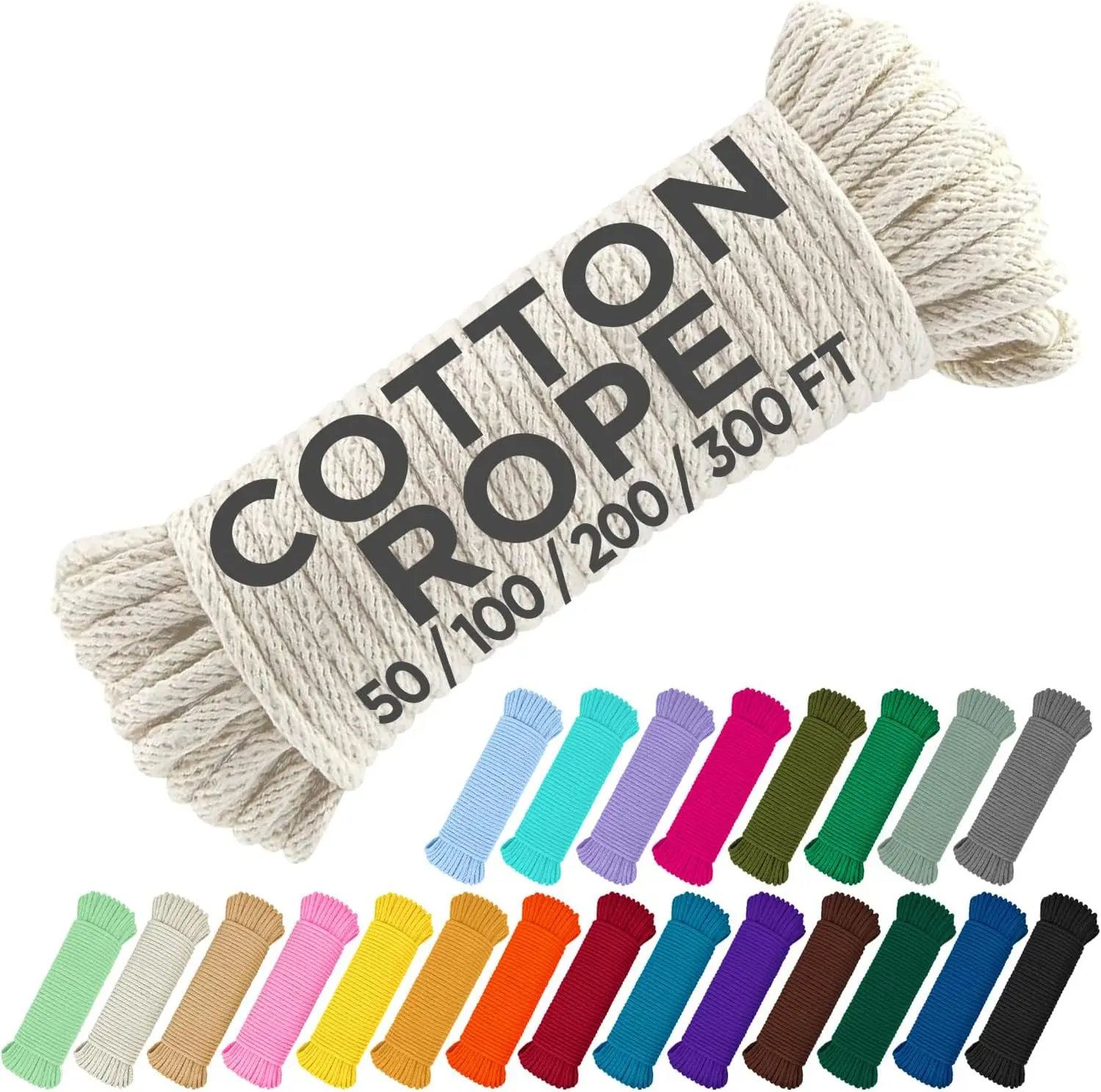 500lb Cotton Rope 3/16" (5mm) x 100ft – Natural, All-Purpose Braided for Crafting & Camping
500lb Cotton Rope 3/16" (5mm) x 100ft – Natural, All-Purpose Braided for Crafting & Camping