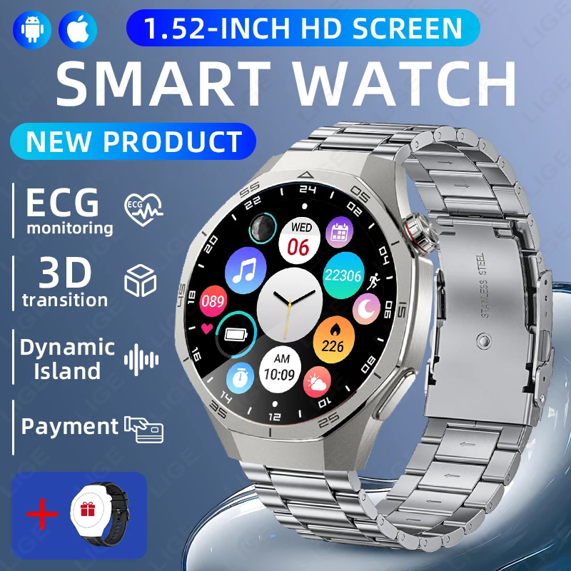 New LIGE Smart Watch 1.52 Inch HD Screen GT5 Pro Heart Rate Blood Oxygen Health Monitor Call Reminder Music Control smart watch
New LIGE Smart Watch 1.52 Inch HD Screen GT5 Pro Heart Rate Blood Oxygen Health Monitor Call Reminder Music Control smart watch