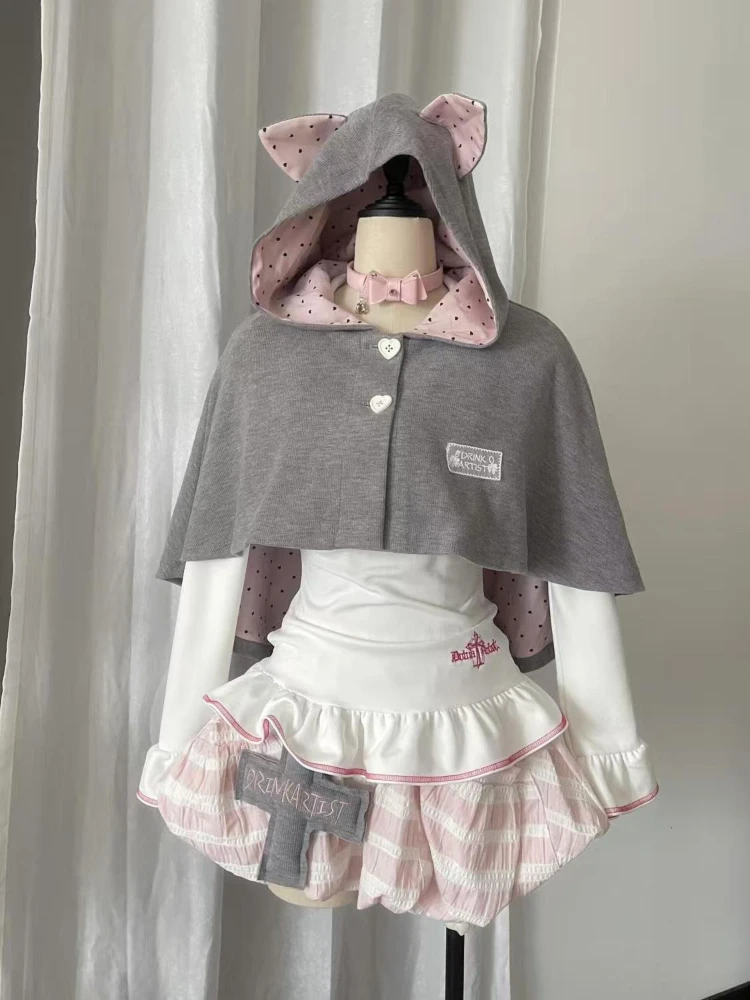 Japanese Sweet Preppy Style New Suit Women Kawaii Cute Long Sleeve Tops Female Petal Skirt Grey Hooded Cape 3-piece Set Clothing
Japanese Sweet Preppy Style New Suit Women Kawaii Cute Long Sleeve Tops Female Petal Skirt Grey Hooded Cape 3-piece Set Clothing