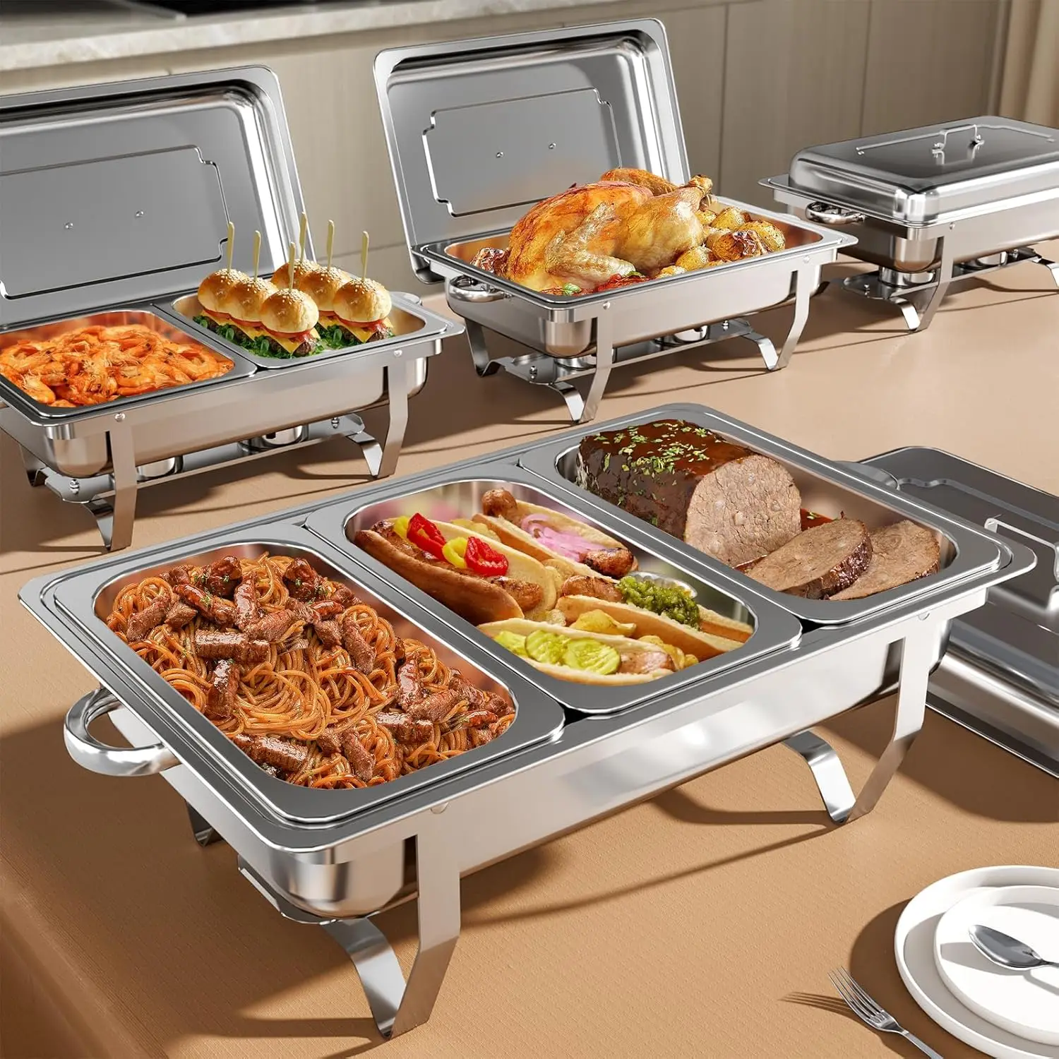9Qt 4-Pack Stainless Steel Chafing Dishes for Buffet, Multi-Size Food Pans, Durable & Elegant for Weddings & Parties
9Qt 4-Pack Stainless Steel Chafing Dishes for Buffet, Multi-Size Food Pans, Durable & Elegant for Weddings & Parties