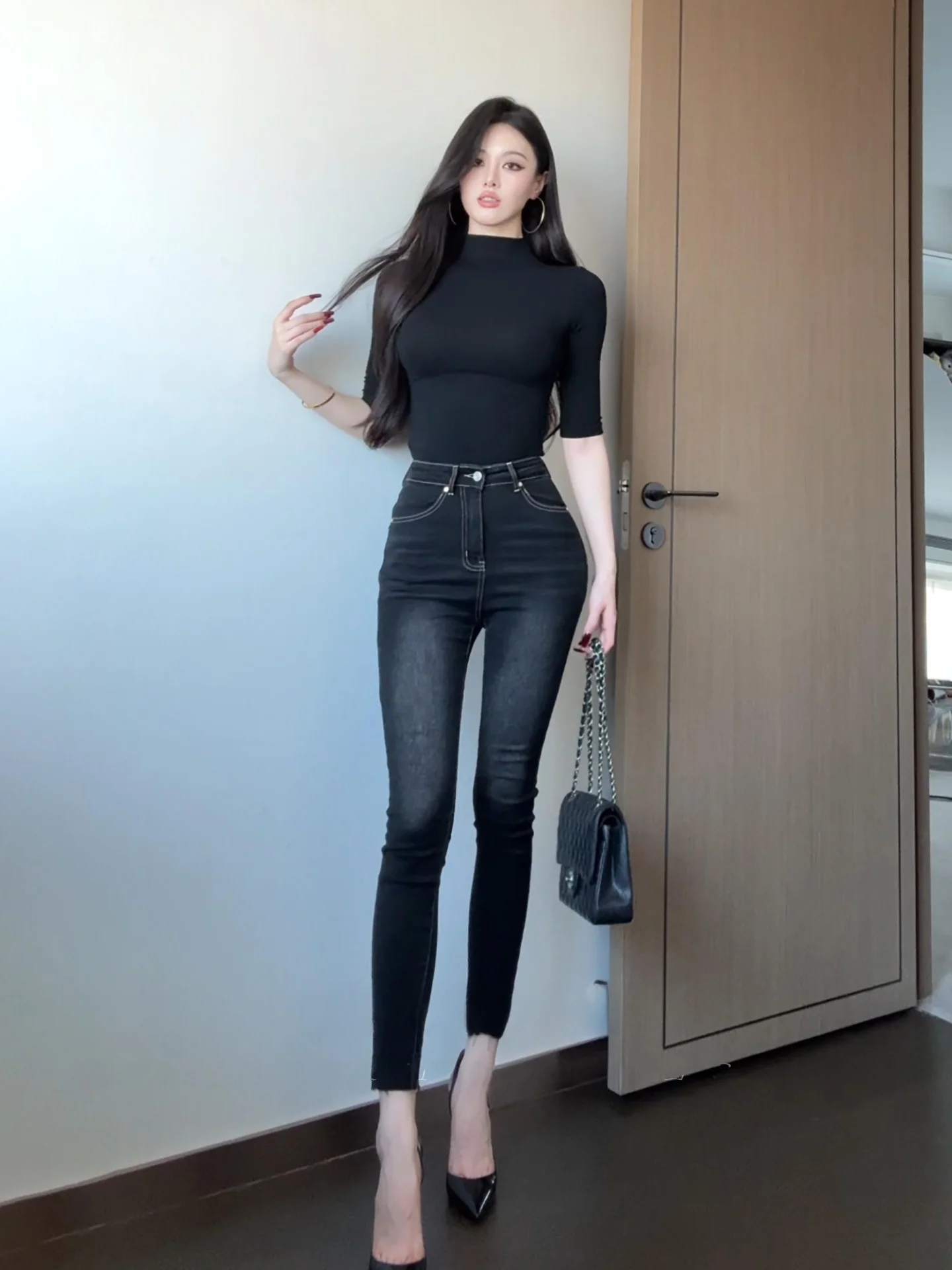 High Waist Stretchy Women's Skinny Jeans Korean Style Casual Versatile Bootcut Denim High Hip Enhancing Slimming Body Shape
High Waist Stretchy Women's Skinny Jeans Korean Style Casual Versatile Bootcut Denim High Hip Enhancing Slimming Body Shape