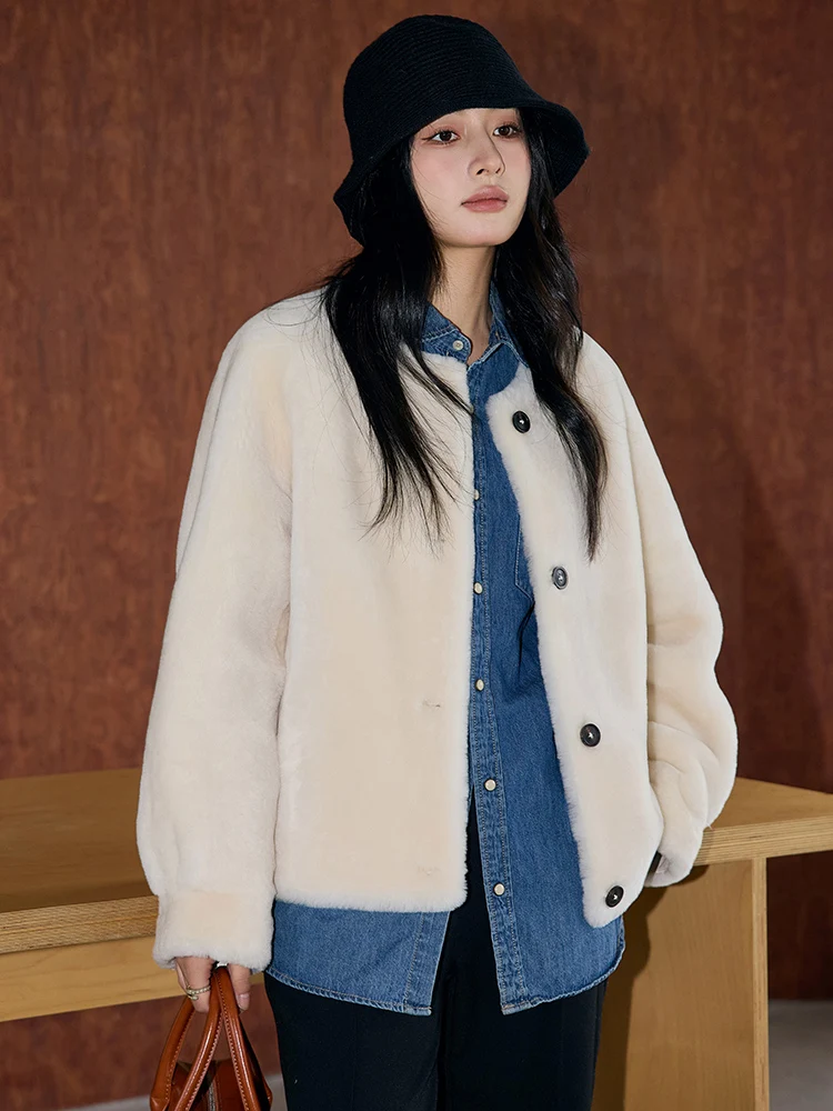 High-end Luxury Merino Sheep Fur Winter Jackets for Women 2026 New Simple O-neck Short Genuine Leather Real Fur Lambswool Coat
High-end Luxury Merino Sheep Fur Winter Jackets for Women 2026 New Simple O-neck Short Genuine Leather Real Fur Lambswool Coat