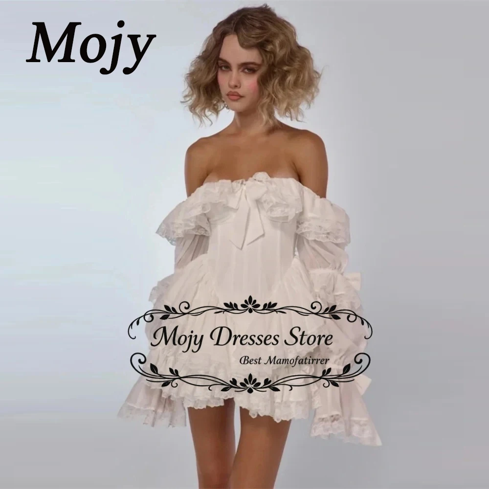 Mojy 2026 White Ruffled Prom Dress Off Shoulder Lace Trim Puff Sleeve Corset Bodice Mini Skirt Formal Evening Elegant Customized
Mojy 2026 White Ruffled Prom Dress Off Shoulder Lace Trim Puff Sleeve Corset Bodice Mini Skirt Formal Evening Elegant Customized