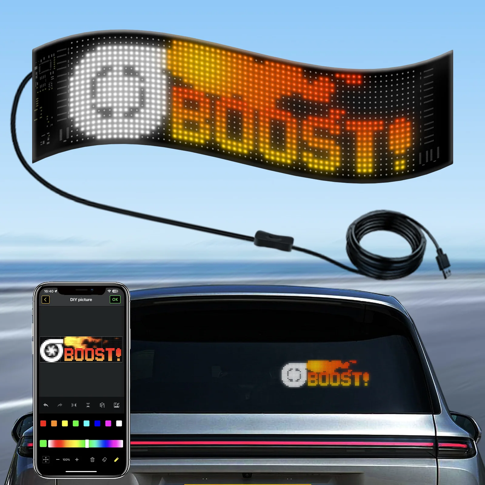Автомобильная светодиодная матричная пиксельная панель, забавное DIY RGB освещение, граффити, прокрутка текста, лобовое стекло, рекламный экран, управление через приложение
Автомобильная светодиодная матричная пиксельная панель, забавное DIY RGB освещение, граффити, прокрутка текста, лобовое стекло, рекламный экран, управление через приложение