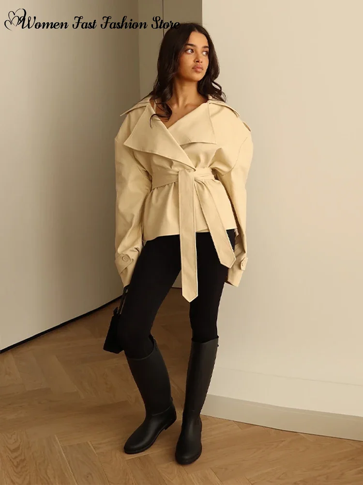 Elegant Lace Up Windbreaker Women Loose Lapel Long Sleeve Double Breasted Trench Coat 2026 Spring Autumn Commute New Outwear
Elegant Lace Up Windbreaker Women Loose Lapel Long Sleeve Double Breasted Trench Coat 2026 Spring Autumn Commute New Outwear