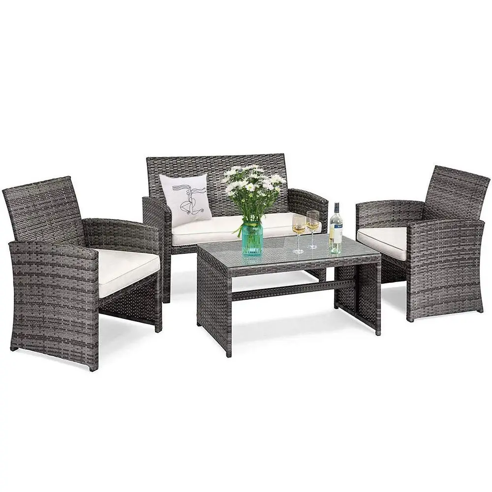 4 PCS Wicker Patio Conversation Set, Outdoor Rattan Sofas with Table Set, Patio Furniture Set with Soft Cushions amp Tempered G
4 PCS Wicker Patio Conversation Set, Outdoor Rattan Sofas with Table Set, Patio Furniture Set with Soft Cushions amp Tempered G