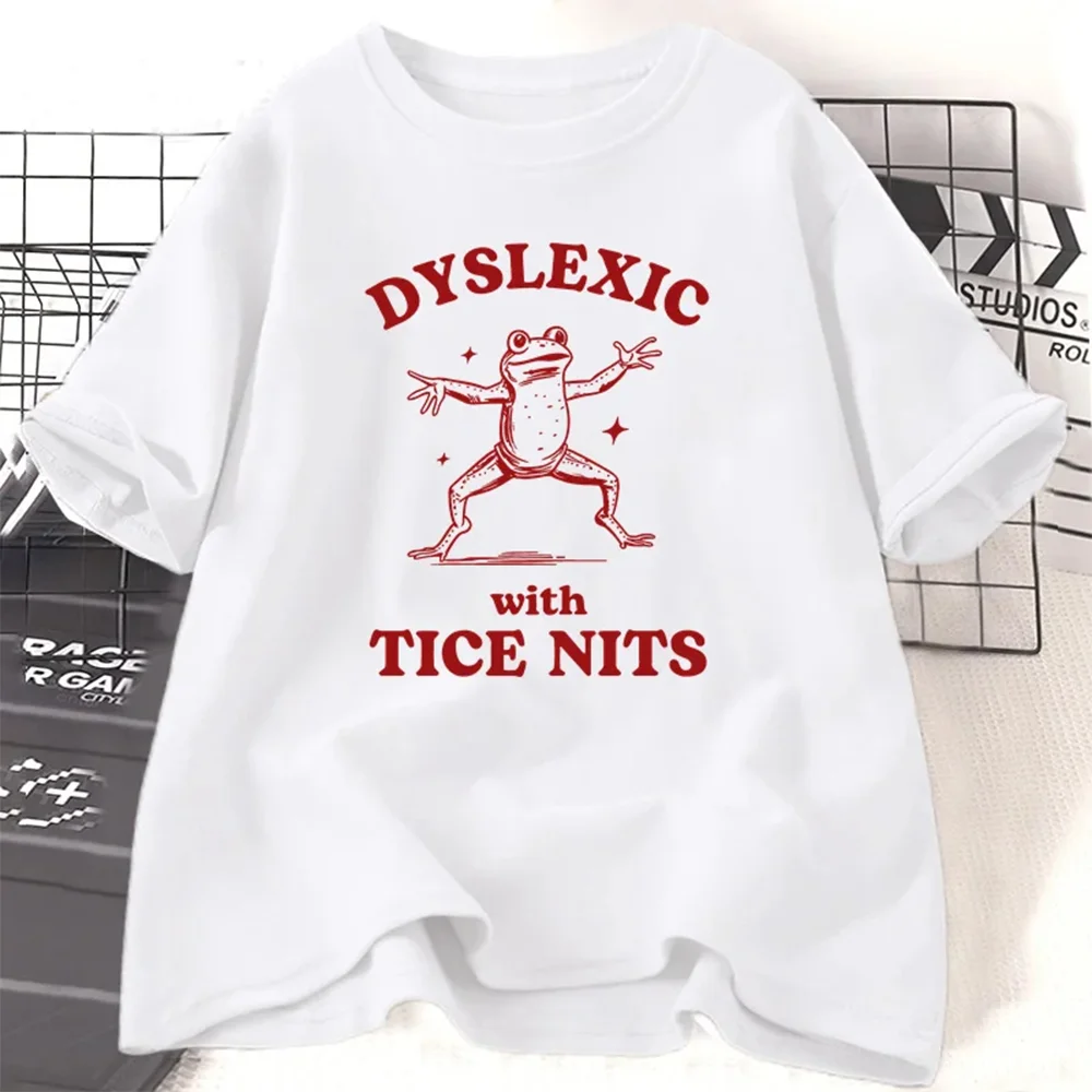 Dyslexic T-Shirt Women Men Funny Frog T Shirt Dumb Silly Meme Graphic Tshirts Cotton Casual Short Sleeve Clothing Oversized Tops
Dyslexic T-Shirt Women Men Funny Frog T Shirt Dumb Silly Meme Graphic Tshirts Cotton Casual Short Sleeve Clothing Oversized Tops