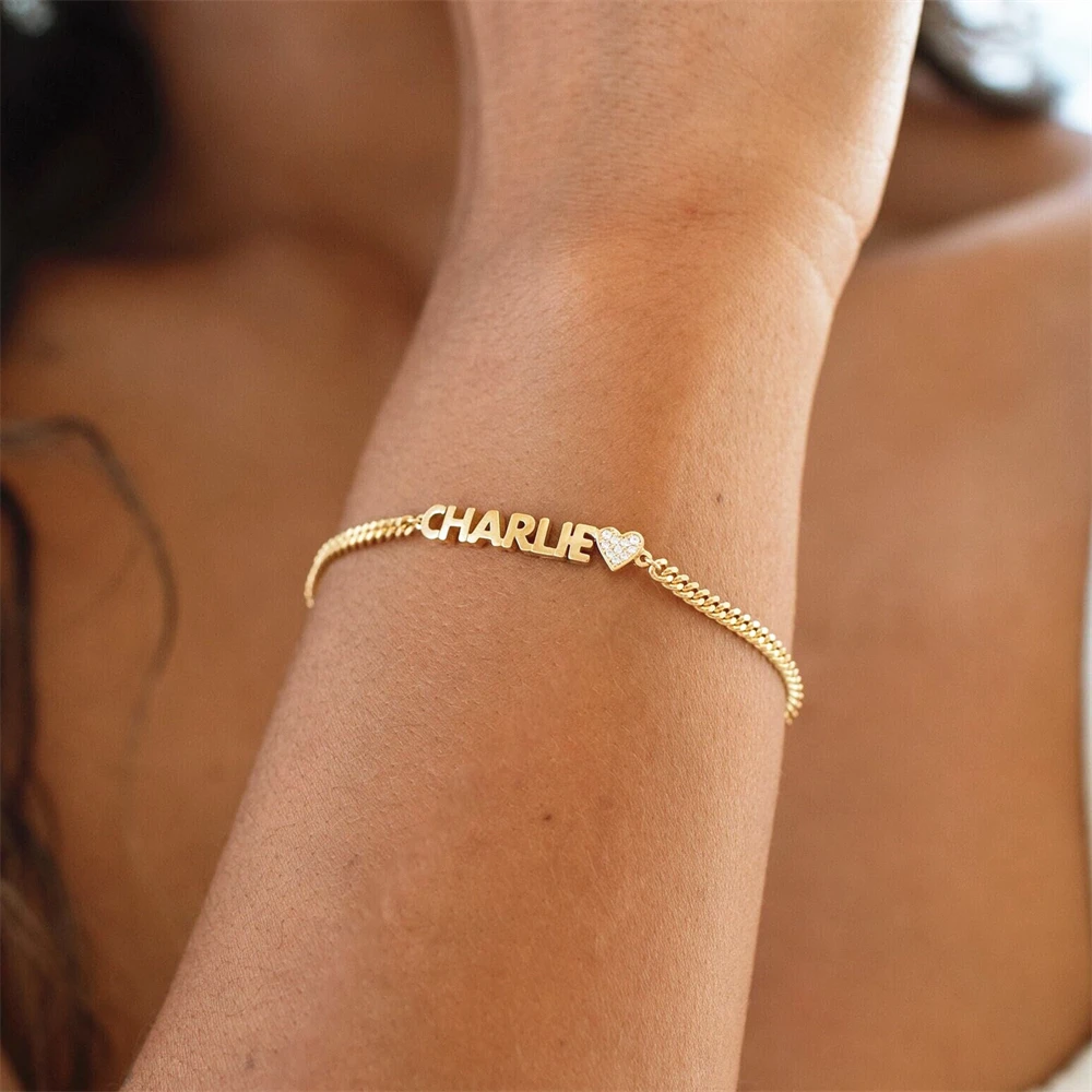 Pave Zircon Heart Name Bracelet Personalized Jewelry Custom Initials Name Bracelet Stainless Steel Curb Chain Pulseras de Mujer
Pave Zircon Heart Name Bracelet Personalized Jewelry Custom Initials Name Bracelet Stainless Steel Curb Chain Pulseras de Mujer