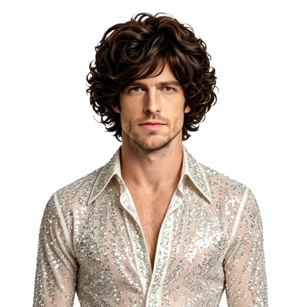 80s Retro Men Short Curly Wig Disco Rock Style Dark Brown Fluffy Heat Resistant Synthetic Wig Halloween Party Cosplay For Men
80s Retro Men Short Curly Wig Disco Rock Style Dark Brown Fluffy Heat Resistant Synthetic Wig Halloween Party Cosplay For Men