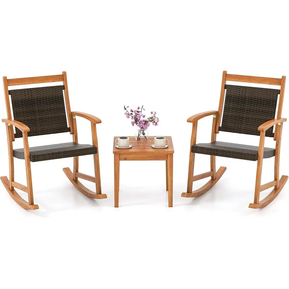 Комплект уличных кресел-качалок из акации с сиденьями из ротанга, приставным столиком, идеально подходит для бистро, сада, двора и бассейна
Комплект уличных кресел-качалок из акации с сиденьями из ротанга, приставным столиком, идеально подходит для бистро, сада, двора и бассейна