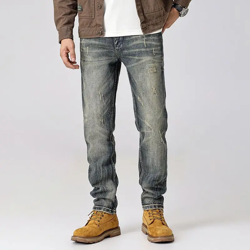 Premium American Vintage Streetwear Heavyweight Washed Ripped Denim Jeans Men's 2025 Fall New Straight Slim Fit Casual Pants
Premium American Vintage Streetwear Heavyweight Washed Ripped Denim Jeans Men's 2025 Fall New Straight Slim Fit Casual Pants