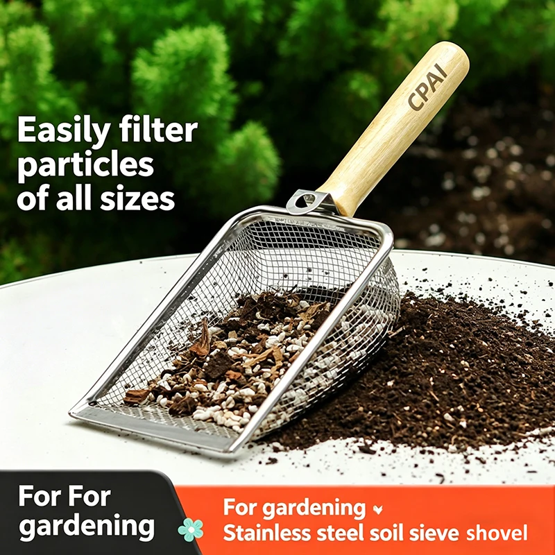 Stainless Steel Soil Sieve Shovel, Garden Sifter for Potting Mix, Hanging Gardening Tool for Sifting Soil Sand Gravel, Farm
Stainless Steel Soil Sieve Shovel, Garden Sifter for Potting Mix, Hanging Gardening Tool for Sifting Soil Sand Gravel, Farm