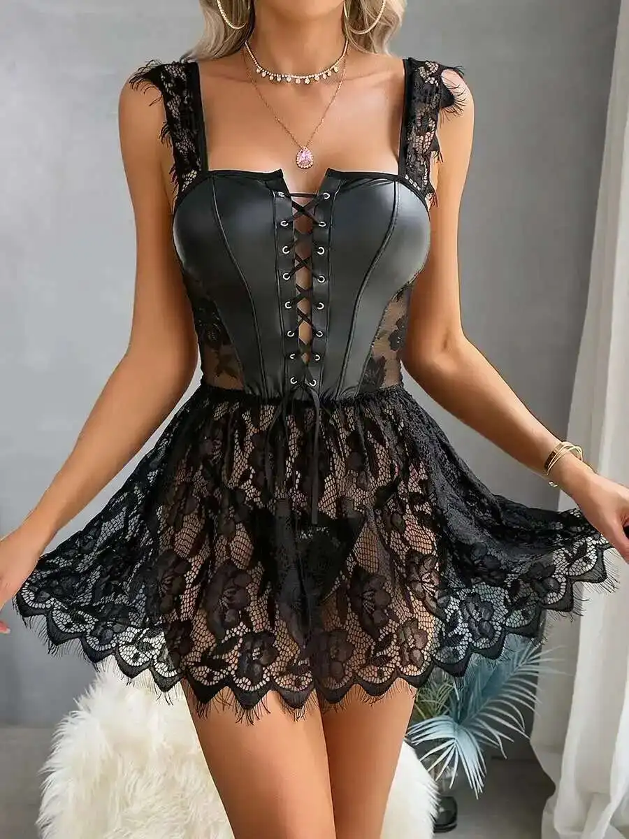 PU Motorcycle New Patent Leather Eyelets Strap Drawstring Splicing Lace Eyelashes Sexy Dress Elegant Comfortable For Women IZOL
PU Motorcycle New Patent Leather Eyelets Strap Drawstring Splicing Lace Eyelashes Sexy Dress Elegant Comfortable For Women IZOL