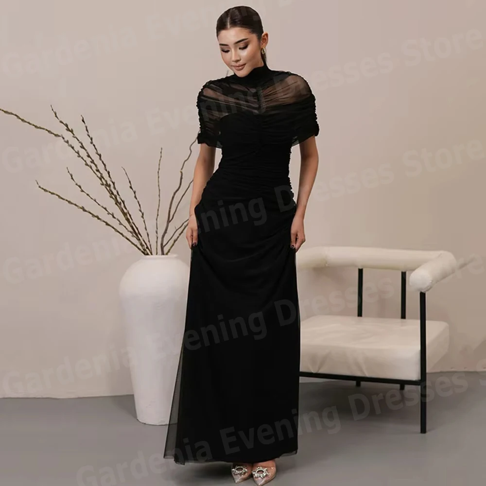 Gorgeous A Line Women's Evening Dresses High Neck Short Sleeve Party Prom Gowns Vestidos Para Mujer Customized Robe De Soirée
Gorgeous A Line Women's Evening Dresses High Neck Short Sleeve Party Prom Gowns Vestidos Para Mujer Customized Robe De Soirée