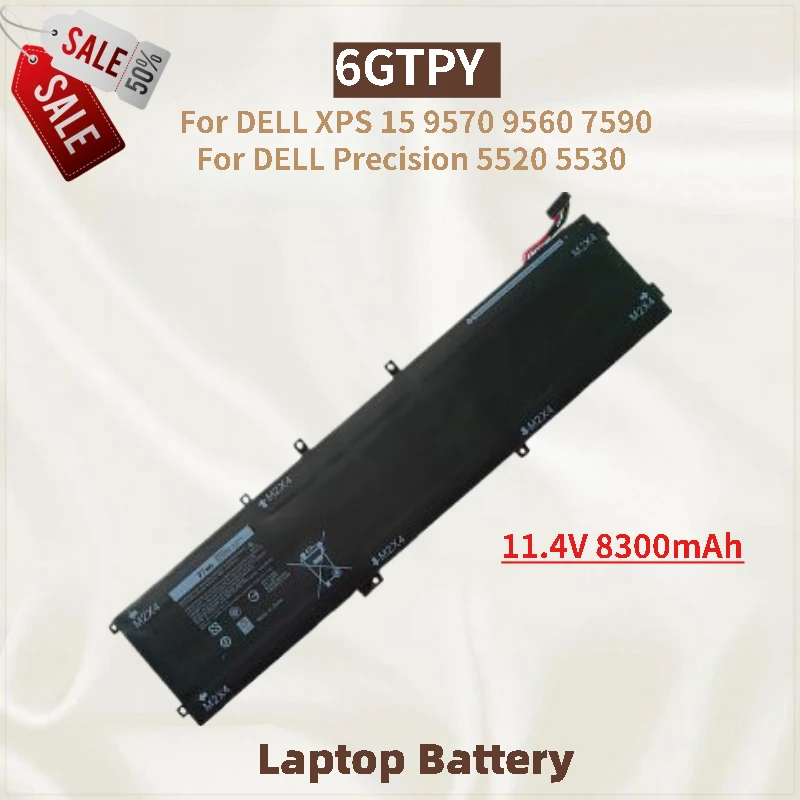 Laptop Battery 6GTPY H5H20 11.4V 8300mAh For DELL Precision 5520 5530 XPS 15 9570 9560 7590 Series Notebook New High Quality
Laptop Battery 6GTPY H5H20 11.4V 8300mAh For DELL Precision 5520 5530 XPS 15 9570 9560 7590 Series Notebook New High Quality
