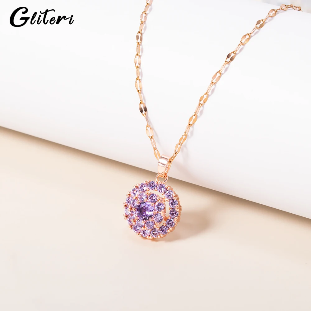 GEITERI 2023 Fashion Purple Crystal Pendant Necklaces For Women Girls Gold Color Titanium Steel Rotatable Zircon Choker Jewelry
GEITERI 2023 Fashion Purple Crystal Pendant Necklaces For Women Girls Gold Color Titanium Steel Rotatable Zircon Choker Jewelry