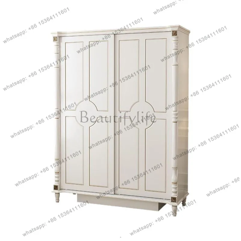 American wardrobe sliding door European simple solid wood bedroom high-end luxury white locker
American wardrobe sliding door European simple solid wood bedroom high-end luxury white locker