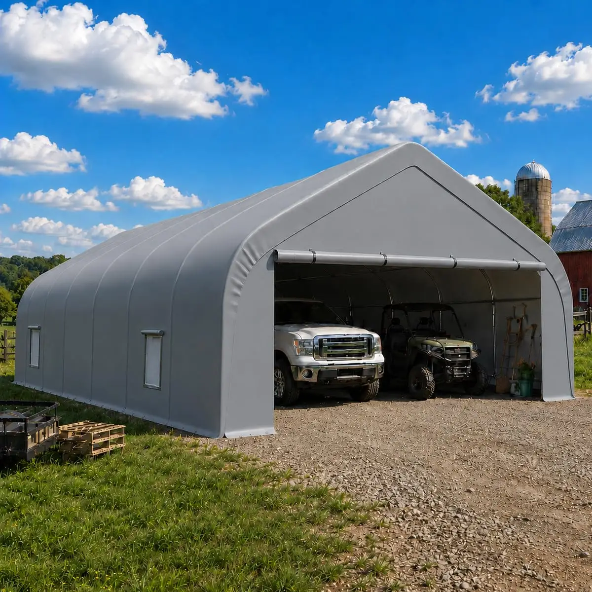 20x30 FT Reinforced Heavy Duty Carport, Galvanized Steel Frame with Through-Bolt Reinforcement Garage Shelter and, Custom
20x30 FT Reinforced Heavy Duty Carport, Galvanized Steel Frame with Through-Bolt Reinforcement Garage Shelter and, Custom
