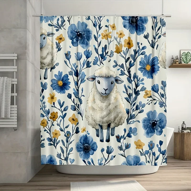 ~O~1 шт. Занавеска для душа с овцами и цветочным рисунком — мультяшный дизайн, 71x71 дюймов, полиэстер, 12 крючков, ручная стирка, летний декор
~O~1 шт. Занавеска для душа с овцами и цветочным рисунком — мультяшный дизайн, 71x71 дюймов, полиэстер, 12 крючков, ручная стирка, летний декор