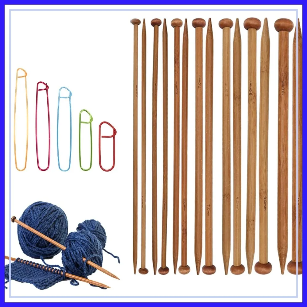 7 Pairs Bamboo Knitting Needles Set, Natural Long Single Point Straight Wood Needles for Sweater Shawl Scarf
7 Pairs Bamboo Knitting Needles Set, Natural Long Single Point Straight Wood Needles for Sweater Shawl Scarf