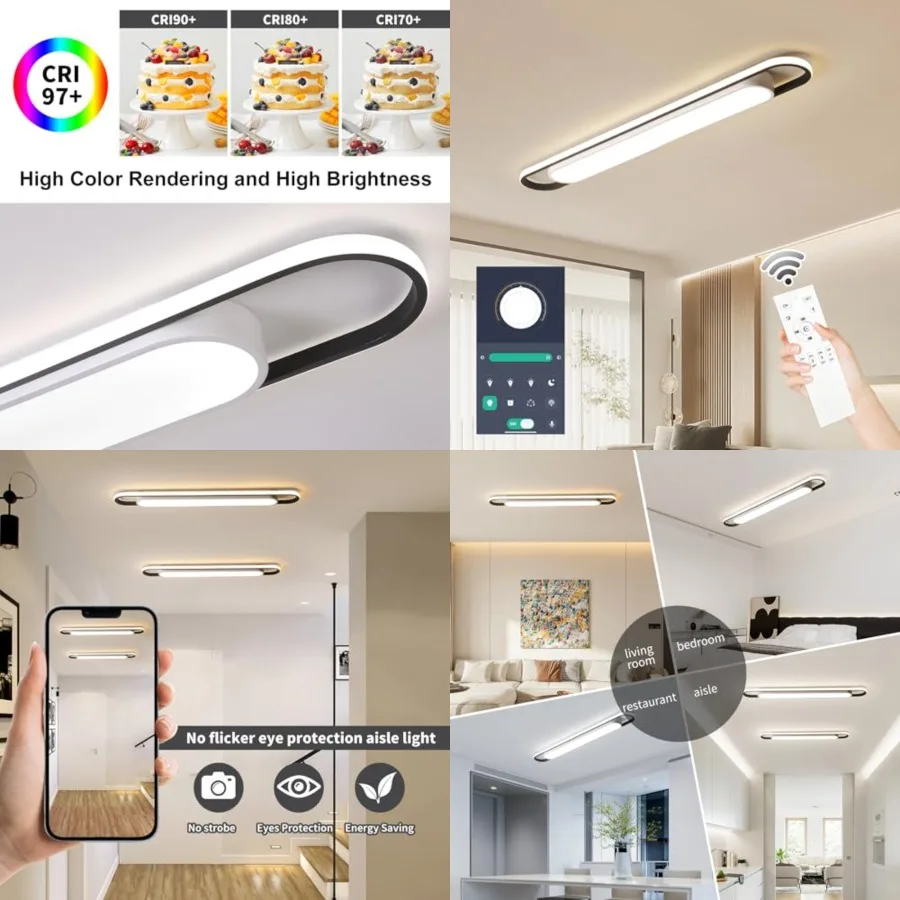 4Feet Modern Smart LED Linear Ceiling Lights LED Ceiling Lamp with Remote Control, 65W Metal/Acrylic Flush Mount Ceilg Lightg F
4Feet Modern Smart LED Linear Ceiling Lights LED Ceiling Lamp with Remote Control, 65W Metal/Acrylic Flush Mount Ceilg Lightg F