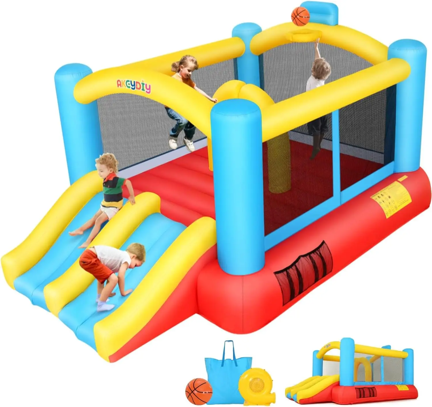 Inflatable Bouncy Castle with Double Slide and Basketball Hoop, Indoor Outdoor Bounce House for Kids, Includes Blower, Durable Family Backyard Jumping Castle
Inflatable Bouncy Castle with Double Slide and Basketball Hoop, Indoor Outdoor Bounce House for Kids, Includes Blower, Durable Family Backyard Jumping Castle