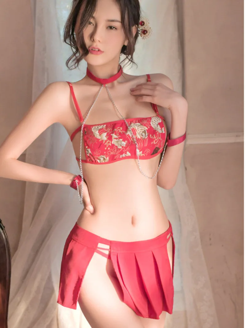 Warbler New Flower Sexy Underwear Mature Charm New Red Belly Pocket Sexy Seduction Koi Chain Binding Mesh Split Skirt Set ZYKG
Warbler New Flower Sexy Underwear Mature Charm New Red Belly Pocket Sexy Seduction Koi Chain Binding Mesh Split Skirt Set ZYKG