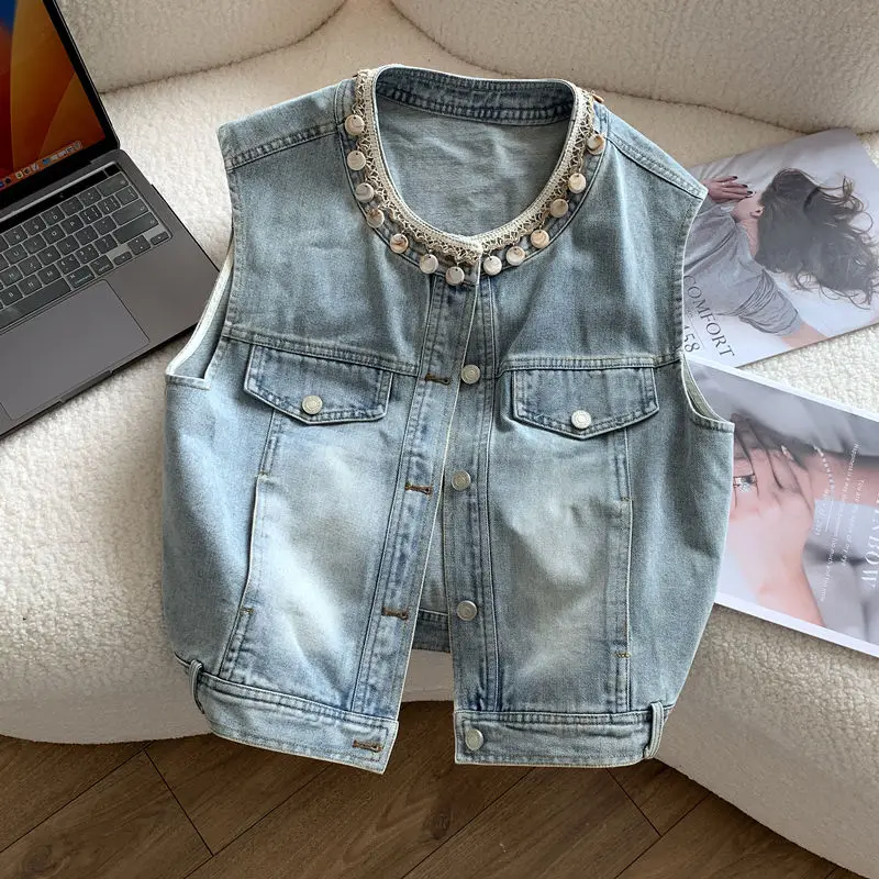 Fashion Slim Short Denim Vest Spring Summer Women New O Neck Single-Breasted Sleeveless Cowboy Waistcoat Female
Fashion Slim Short Denim Vest Spring Summer Women New O Neck Single-Breasted Sleeveless Cowboy Waistcoat Female
