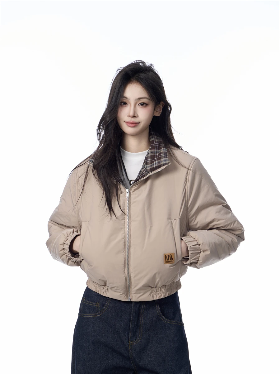 Tagkita Women's Winter Cotton Jacket Plaid Stand Collar Short Bread Style Versatile Slimming Streetwear Long Sleeve Thickened
Tagkita Women's Winter Cotton Jacket Plaid Stand Collar Short Bread Style Versatile Slimming Streetwear Long Sleeve Thickened
