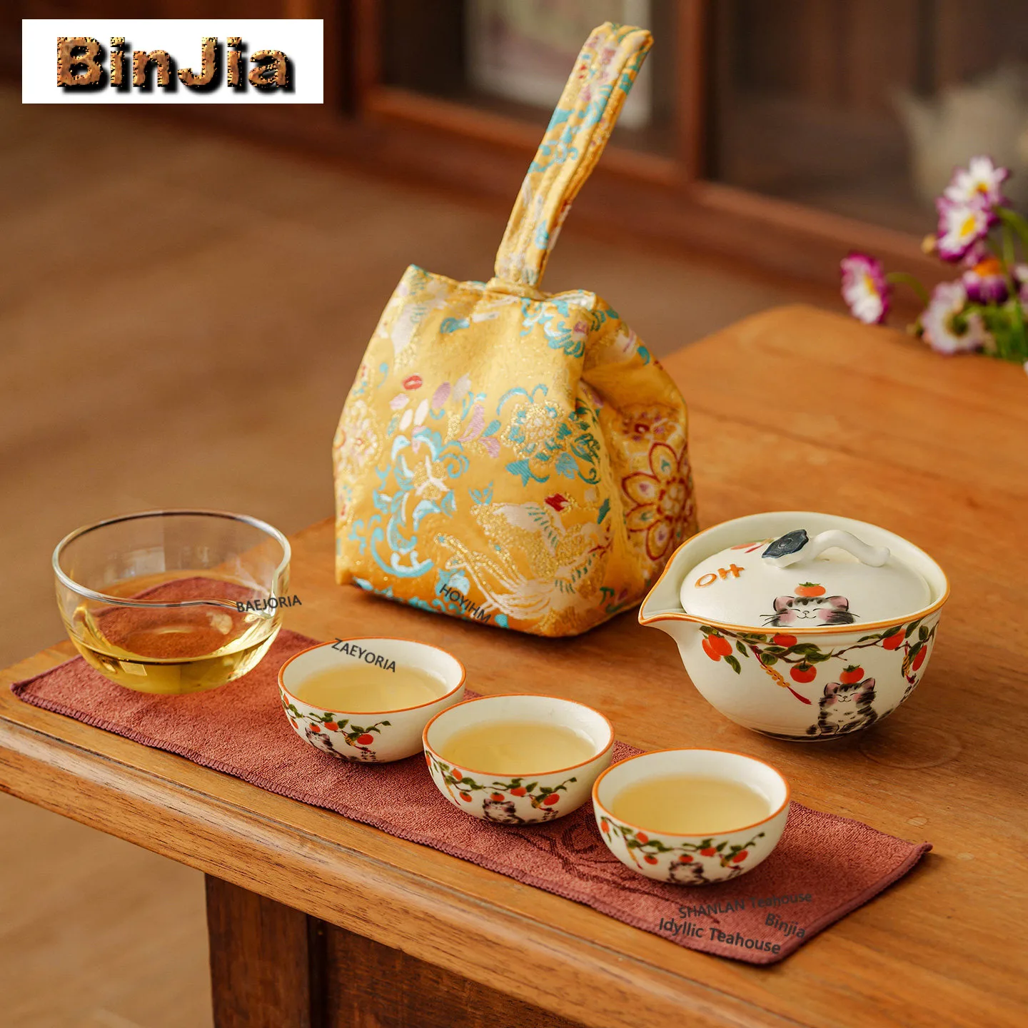 Decal Happy Persimmon Cat Travel Tea Set Kit Boutique 1 Pot 3 Cups Tea Making Organizer Portable Camping Stock Bags Collection
Decal Happy Persimmon Cat Travel Tea Set Kit Boutique 1 Pot 3 Cups Tea Making Organizer Portable Camping Stock Bags Collection